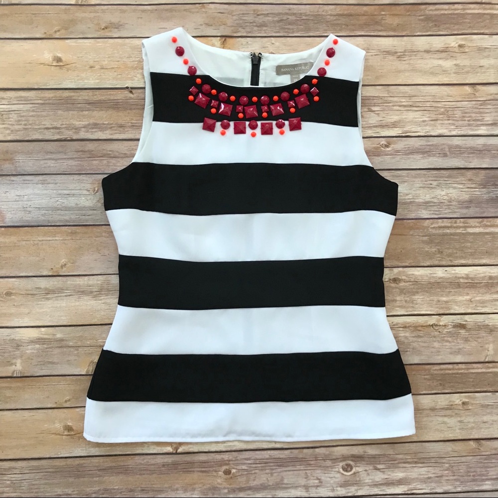 Banana Republic Sleeveless Embellished Top Sz 8P